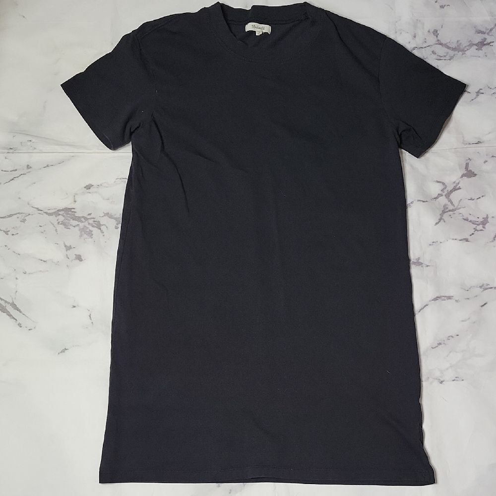 Madewell Black Crew Neck T-Shirt Dress